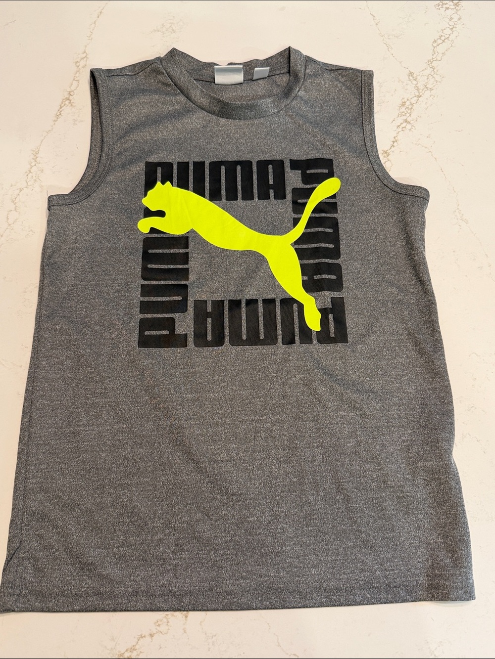 Puma Gray Tank Top with Neon Yellow Puma Logo
